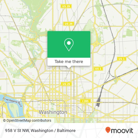 Mapa de 958 V St NW, Washington, DC 20001