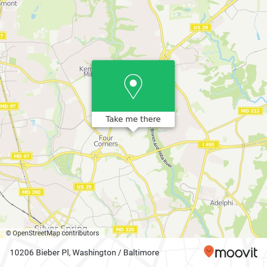Mapa de 10206 Bieber Pl, Silver Spring, MD 20901