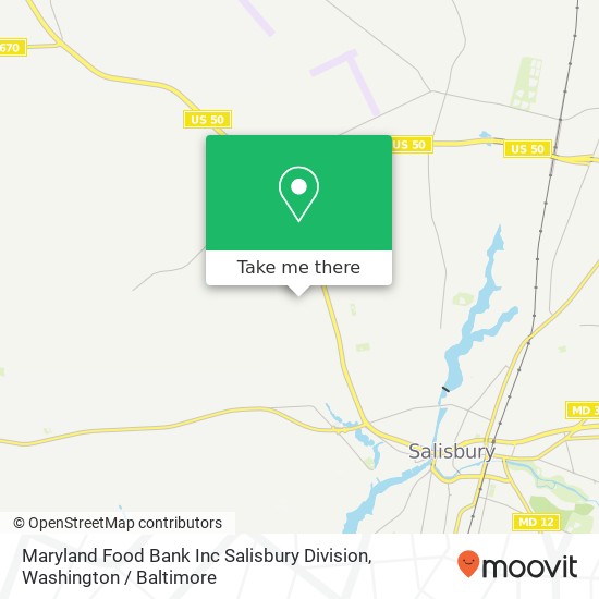 Mapa de Maryland Food Bank Inc Salisbury Division, 28500 Owens Branch Rd