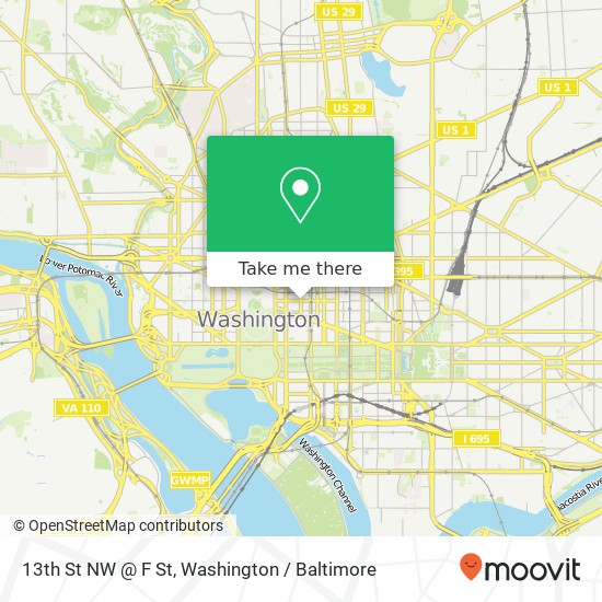 13th St NW @ F St, Washington, DC 20005 map