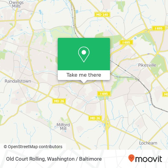 Mapa de Old Court Rolling, Pikesville, MD 21208