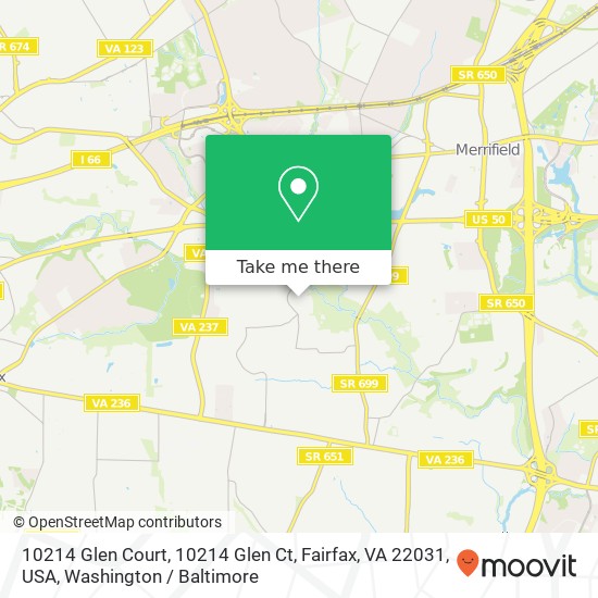 Mapa de 10214 Glen Court, 10214 Glen Ct, Fairfax, VA 22031, USA