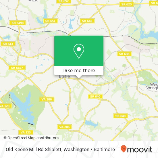 Mapa de Old Keene Mill Rd Shiplett, Burke, VA 22015