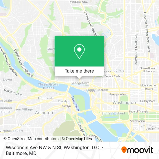 Wisconsin Ave NW & N St map