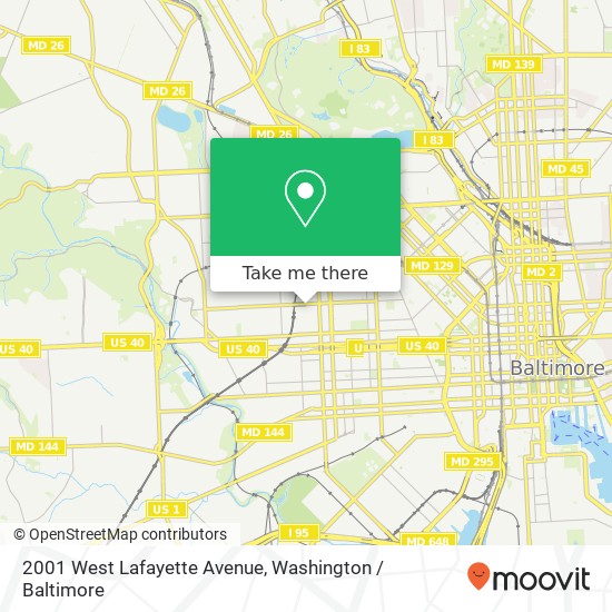 Mapa de 2001 West Lafayette Avenue, 2001 W Lafayette Ave, Baltimore, MD 21217, USA