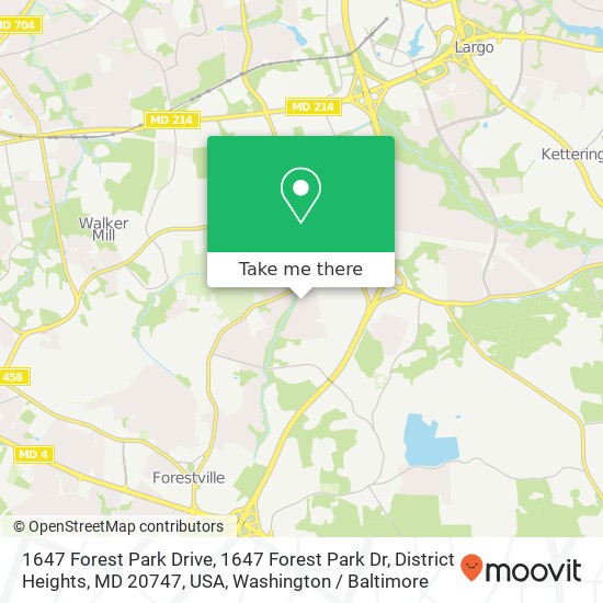 Mapa de 1647 Forest Park Drive, 1647 Forest Park Dr, District Heights, MD 20747, USA