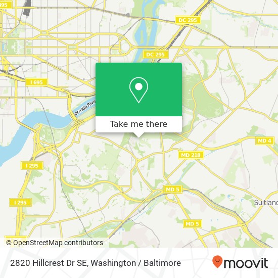 Mapa de 2820 Hillcrest Dr SE, Washington, DC 20020