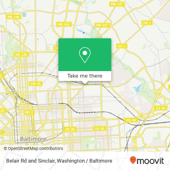 Belair Rd and Sinclair, Baltimore, MD 21213 map