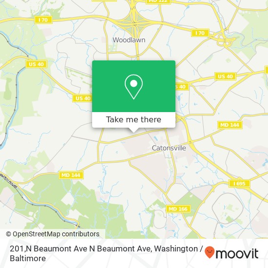 Mapa de 201,N Beaumont Ave N Beaumont Ave, Catonsville, MD 21228