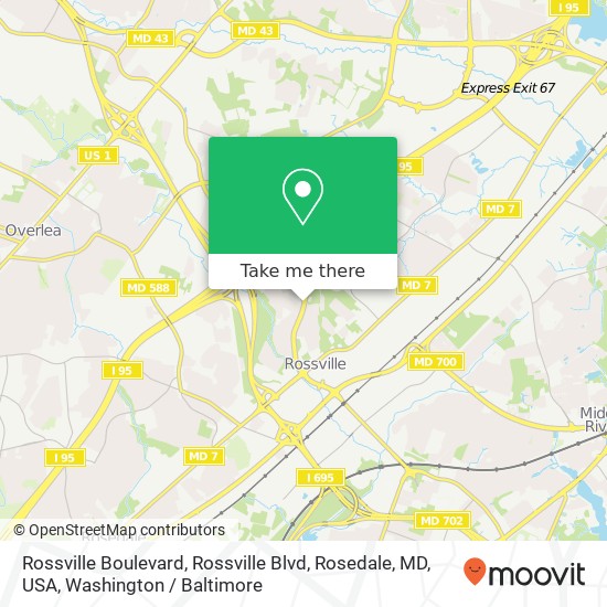 Mapa de Rossville Boulevard, Rossville Blvd, Rosedale, MD, USA