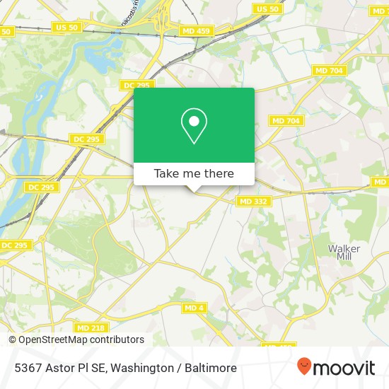 Mapa de 5367 Astor Pl SE, Washington, DC 20019