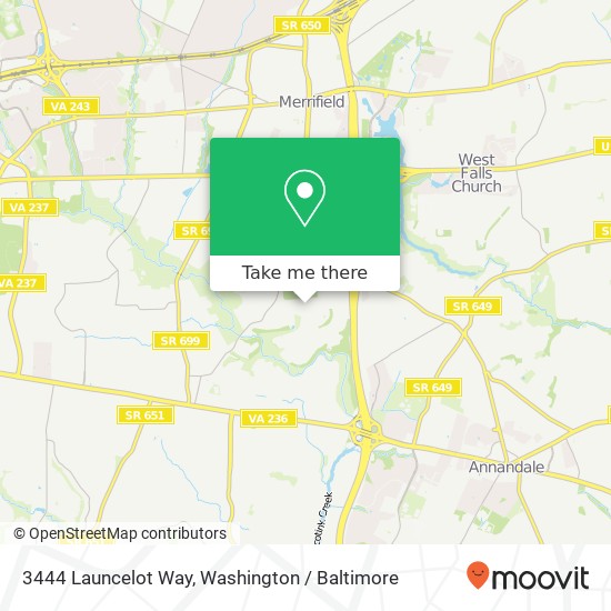 Mapa de 3444 Launcelot Way, Annandale, VA 22003