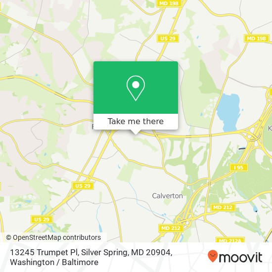 Mapa de 13245 Trumpet Pl, Silver Spring, MD 20904