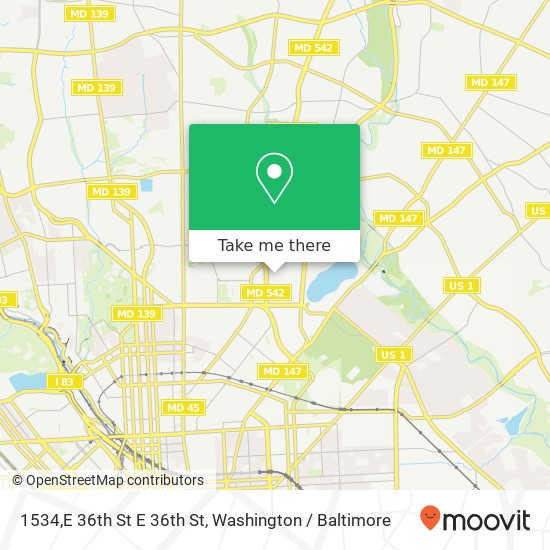 Mapa de 1534,E 36th St E 36th St, Baltimore, MD 21218