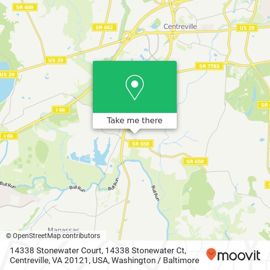 14338 Stonewater Court, 14338 Stonewater Ct, Centreville, VA 20121, USA map