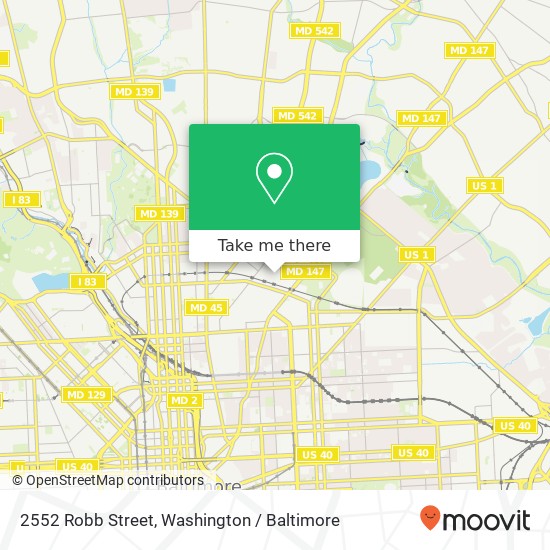 Mapa de 2552 Robb Street, 2552 Robb St, Baltimore, MD 21218, USA