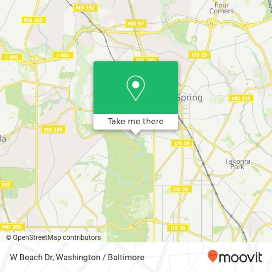 Mapa de W Beach Dr, Washington, DC 20012