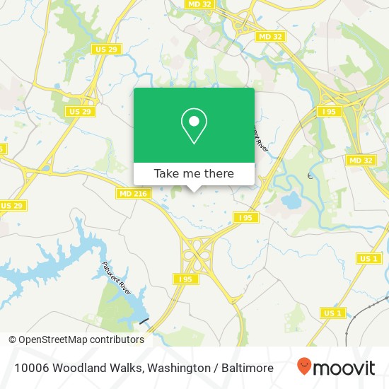Mapa de 10006 Woodland Walks, Laurel, MD 20723