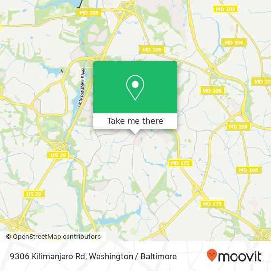 Mapa de 9306 Kilimanjaro Rd, Columbia, MD 21045
