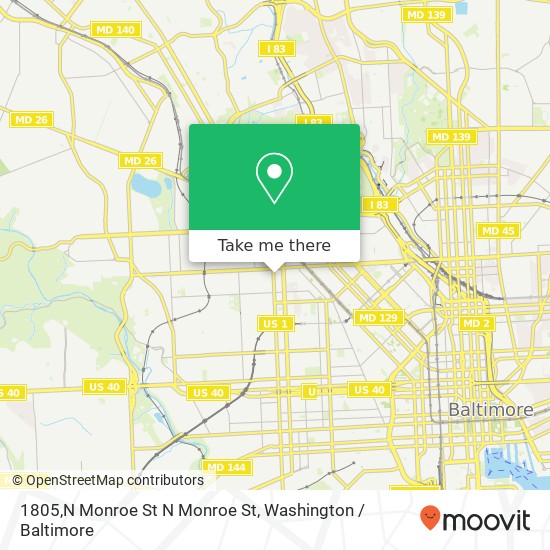 Mapa de 1805,N Monroe St N Monroe St, Baltimore, MD 21217