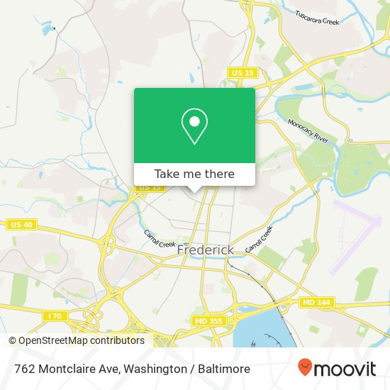 Mapa de 762 Montclaire Ave, Frederick, MD 21701