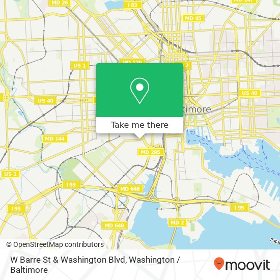 Mapa de W Barre St & Washington Blvd, Baltimore, MD 21230
