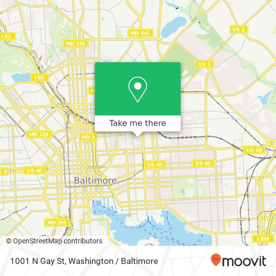 Mapa de 1001 N Gay St, Baltimore, MD 21205