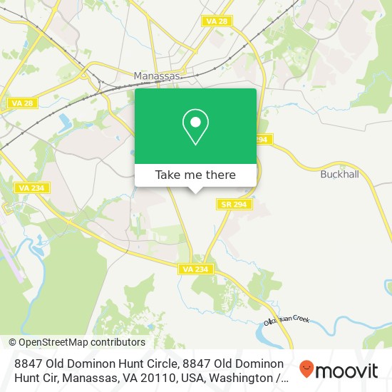 8847 Old Dominon Hunt Circle, 8847 Old Dominon Hunt Cir, Manassas, VA 20110, USA map