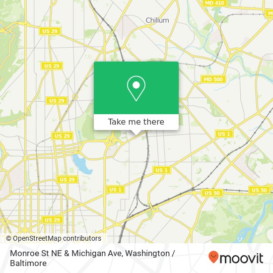 Mapa de Monroe St NE & Michigan Ave, Washington, DC 20017