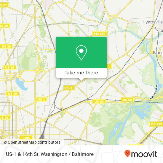 Mapa de US-1 & 16th St, Washington, DC 20018