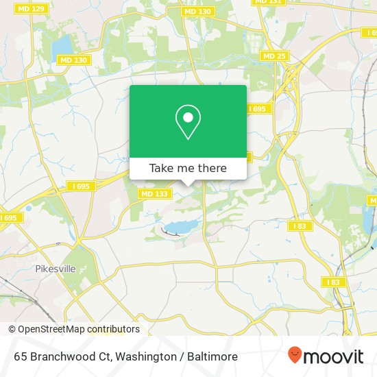 Mapa de 65 Branchwood Ct, Pikesville, MD 21208