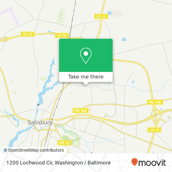 Mapa de 1200 Lochwood Cir, Salisbury, MD 21804