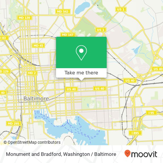Monument and Bradford, Baltimore, MD 21205 map