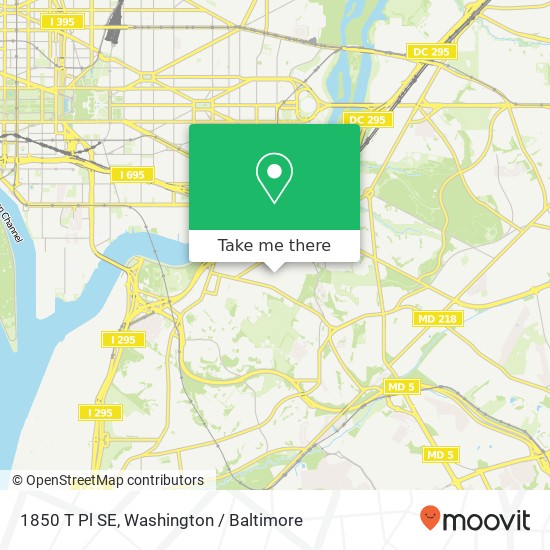 Mapa de 1850 T Pl SE, Washington, DC 20020