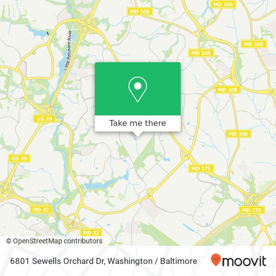Mapa de 6801 Sewells Orchard Dr, Columbia, MD 21045
