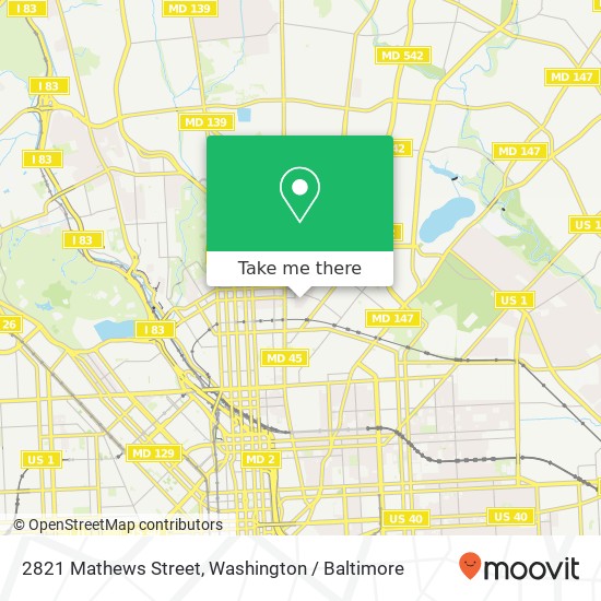 Mapa de 2821 Mathews Street, 2821 Mathews St, Baltimore, MD 21218, USA