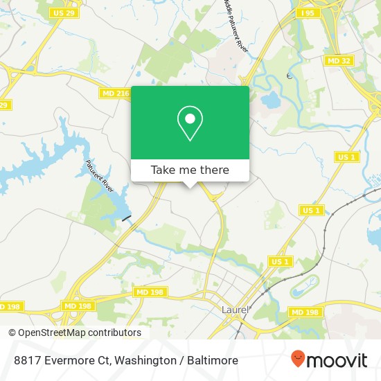 Mapa de 8817 Evermore Ct, Laurel, MD 20723