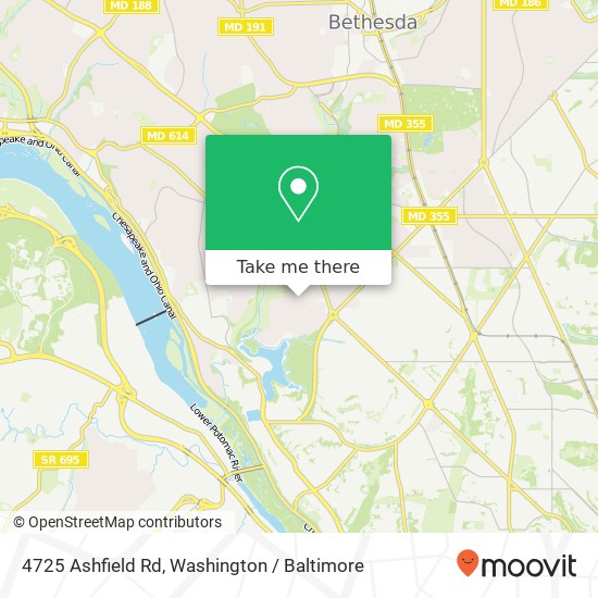 Mapa de 4725 Ashfield Rd, Bethesda, MD 20816