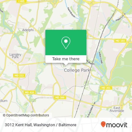 Mapa de 3012 Kent Hall, College Park, MD 20742