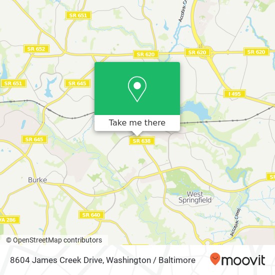 8604 James Creek Drive, 8604 James Creek Dr, West Springfield, VA 22152, USA map