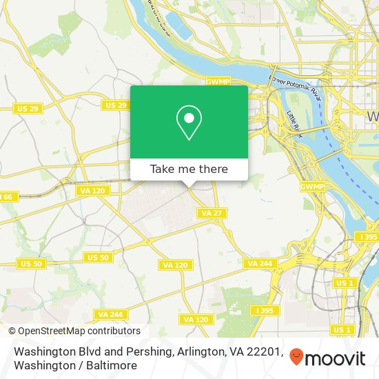 Mapa de Washington Blvd and Pershing, Arlington, VA 22201