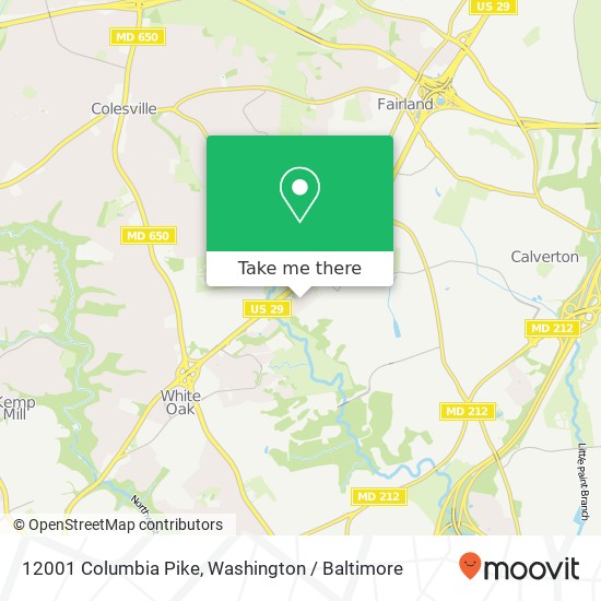12001 Columbia Pike, Silver Spring, MD 20904 map
