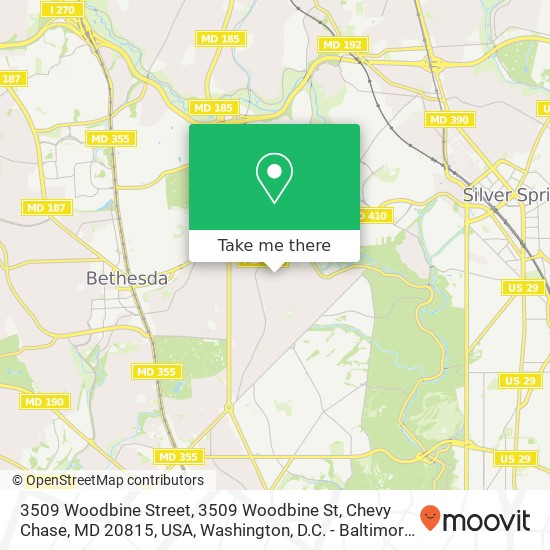 Mapa de 3509 Woodbine Street, 3509 Woodbine St, Chevy Chase, MD 20815, USA