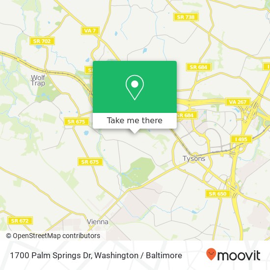 Mapa de 1700 Palm Springs Dr, Vienna, VA 22182