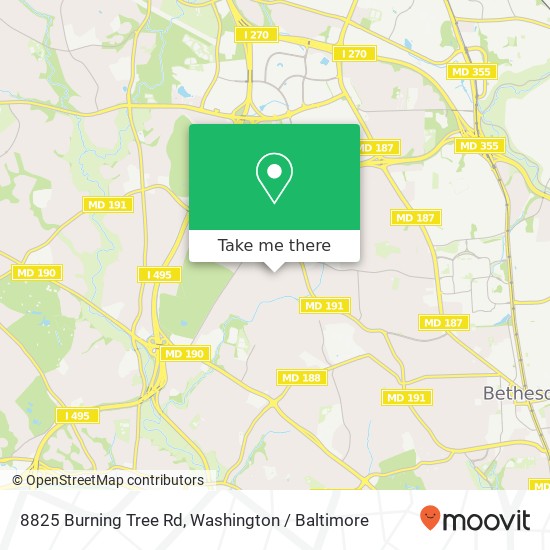 Mapa de 8825 Burning Tree Rd, Bethesda, MD 20817