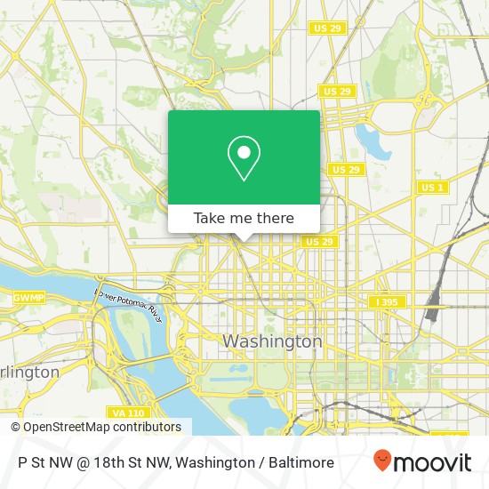 Mapa de P St NW @ 18th St NW, Washington, DC 20036
