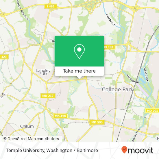 Mapa de Temple University, Hyattsville, MD 20783