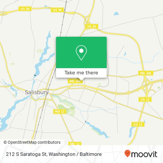 Mapa de 212 S Saratoga St, Salisbury, MD 21804