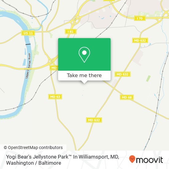 Mapa de Yogi Bear's Jellystone Park™ In Williamsport, MD