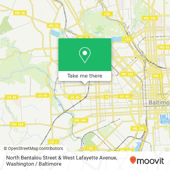 Mapa de North Bentalou Street & West Lafayette Avenue, N Bentalou St & W Lafayette Ave, Baltimore, MD 21216, USA